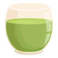 Green matcha tea in glass cup standing on white background vector