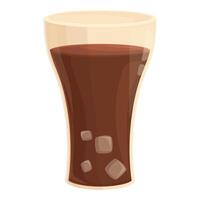 Tall glass of cola with ice cubes refreshing cold beverage vector