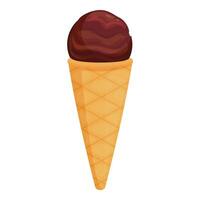 Chocolate ice cream scoops is melting in waffle cone vector