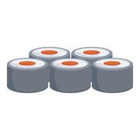 Five nigiri sushi pieces with salmon filling on top are lying next to each other vector