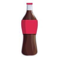 Glass bottle containing sparkling soda with red label and red cap vector