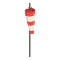 Red and white windsock hanging on pole showing wind direction vector