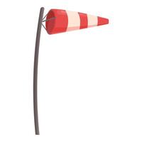 Red and white windsock is showing wind direction vector