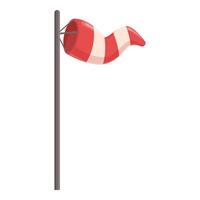Red and white windsock showing wind direction and strength vector
