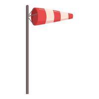 Red and white windsock showing wind direction and strength vector