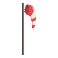 Red and white windsock indicating wind direction vector