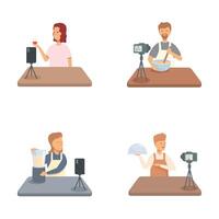 Content creators making tutorial videos vector