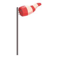 Striped windsock is being inflated by the wind vector