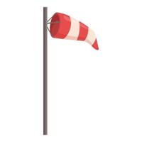 Red and white windsock flowing in the wind on a metal pole vector