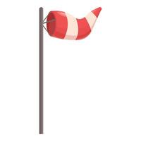 Red and white windsock showing wind direction and speed vector