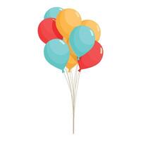 Bunch of colorful balloons floating with helium on white background for party decoration vector