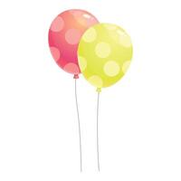 Two colorful balloons with polka dots floating on white background vector