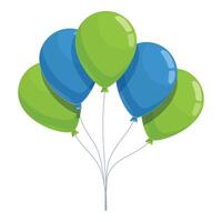 Green and blue balloons are floating on a white background, perfect for a birthday or party decoration vector