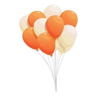 Bunch of orange and white balloons floating with helium for party decoration vector