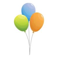 Three colorful balloons tied together floating on a string vector