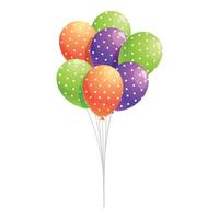 Bunch of colorful balloons with white polka dots floating on white background vector