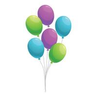 Bunch of colorful balloons floating with helium for party decoration vector