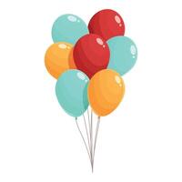 Bunch of colorful balloons floating on white background for party decoration vector