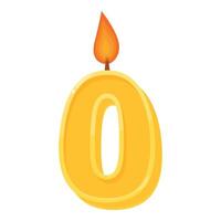 Burning zero number candle with flame for birthday cake representing the beginning of life vector