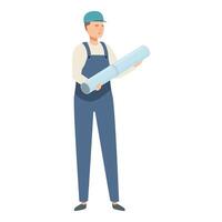 Young male plumber holding plastic pipe getting ready for work vector
