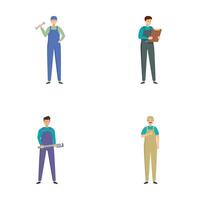 Set of professional mechanics in uniform with tools vector