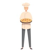 Professional chef is proudly presenting a freshly baked pizza vector