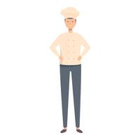 Cartoon chef is smiling while standing with his hands on his hips vector