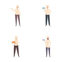 Cartoon chef set with different poses and actions vector
