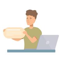 Man working from home on laptop and showing speech bubble vector