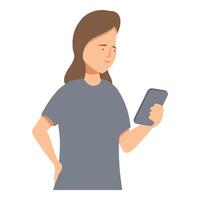 Young woman browsing internet on smartphone, mobile technology concept vector