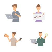Set of business people characters in various actions vector
