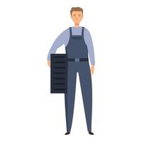 Auto mechanic holding a tire is ready to change it vector