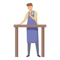Carpenter working wood using hammer and bench concept vector