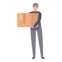 Friendly delivery guy is carrying a large package vector