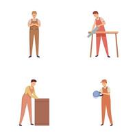 Set of illustrations of men performing various jobs vector