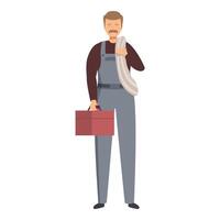 Electrician holding cable and toolbox is ready for work vector