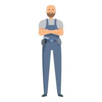 Builder is posing with his arms crossed, ready to start working vector