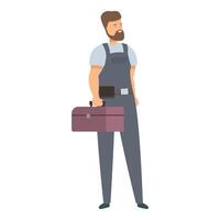 Handyman is holding his toolbox, ready to start a new job vector