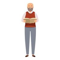 Smiling senior professor holding a textbook is reading for his students vector