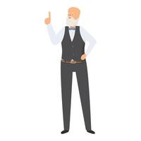 Elegant senior man with white beard pointing up with index finger vector
