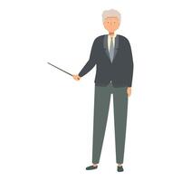 Senior professor holding wooden pointer giving a lecture vector