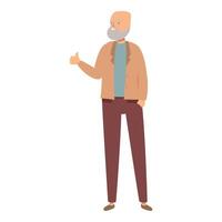 Senior man with beard showing thumbs up approving something positive vector