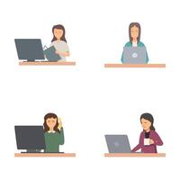 Workday emotions, woman at computer in various states vector