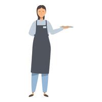 Waitress is holding a tray with food, ready to serve a customer vector