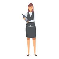 Sommelier is recommending a wine to pair with dinner vector
