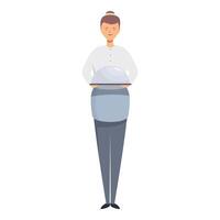Friendly waitress is bringing a meal, smiling, in her uniform vector