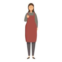 Smiling confident young woman seller wearing apron showing thumb up gesture approving your choice vector