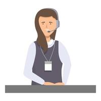 Smiling operator wearing headset is working at call center vector