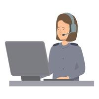 Customer service representative smiles while working at her desk vector