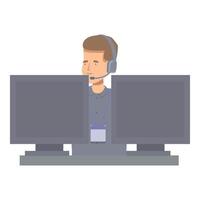 Call center employee is working on a computer vector